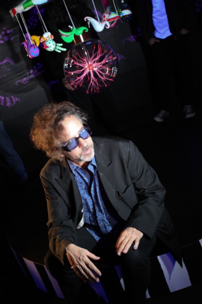 Burton with one of his many macabre creations.