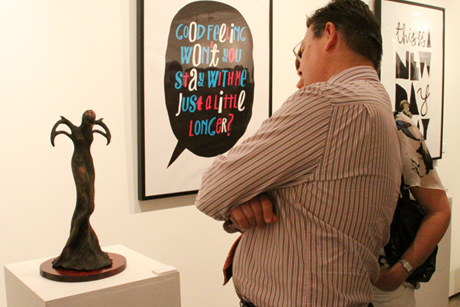 Elzunia Rejmer sculpture and Adam Rowe print