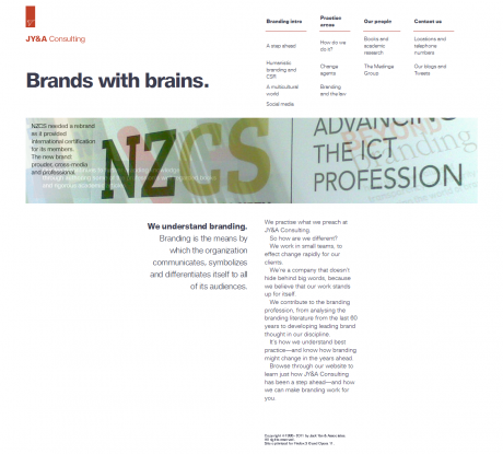 JY&A Consulting's new website: embedded fonts all round, but the small type is not very sharp.