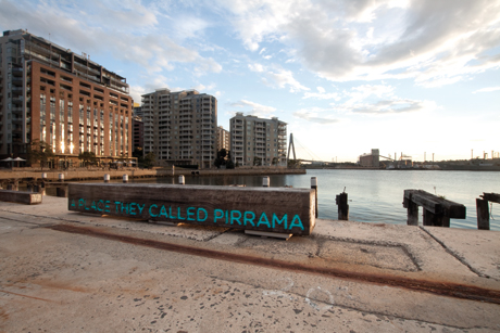 Image copyright Deuce Design. Project: Pirrama Park. Deuce Design researched, wrote, planned and designed an interpretive program that includes an interpretive pathway with words and cast remnant objects, poetry steps and historical signage.