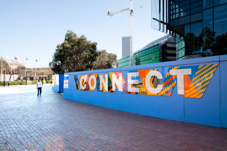 Image copyright Deuce Design. Project: Lend Lease Hoarding. The communication intention was to inform the public of the park closure while at the same time excite the public about the forthcoming ‘super-park’.