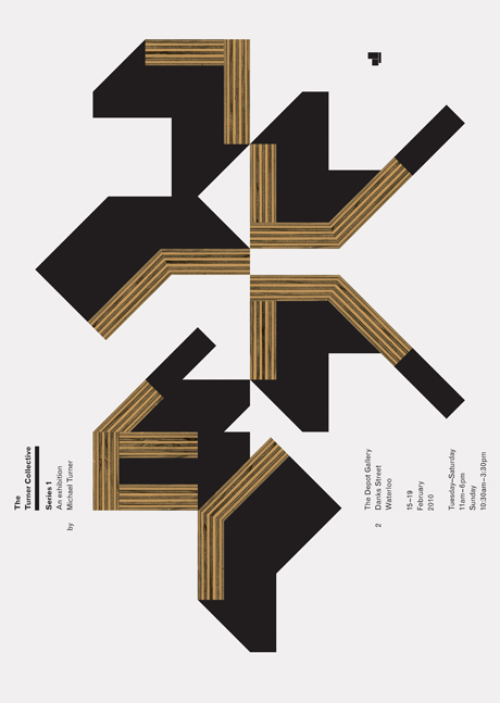 The Turner Collective identity. The Turner Collective, 2010. Trademark for a furniture object design company and campaign graphics promoting their launch exhibition.